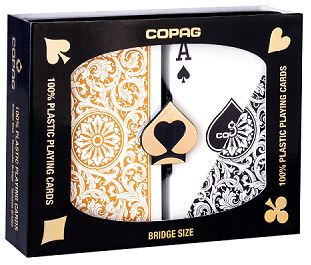 Copag 1546 Elite Plastic Playing Cards: Narrow, Regular Index, Black/Gold main image